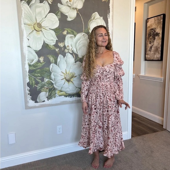 Amur Filipa Dress Size 2 New With Tags Blush Wildflowers MIDI Length Spring - Picture 10 of 15